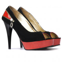 Women sandals 1202 black antilopa+red