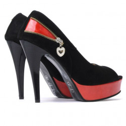 Women sandals 1202 black antilopa+red