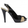 Women sandals 1222 patent black+beige