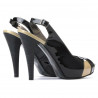 Women sandals 1222 patent black+beige