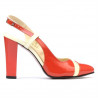 Women sandals 1220 patent red coral+beige
