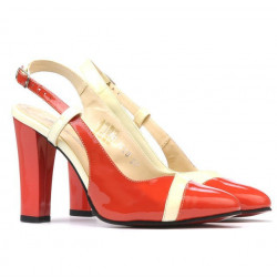 Women sandals 1220 patent red coral+beige
