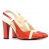 Women sandals 1220 patent red coral+beige