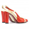 Women sandals 1220 patent red coral+beige