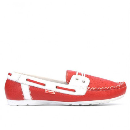 Women loafers, moccasins 620p red+white