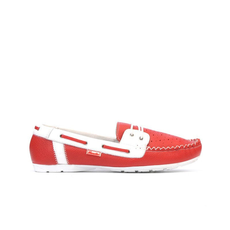 Women loafers, moccasins 620p red+white