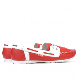 Women loafers, moccasins 620p red+white