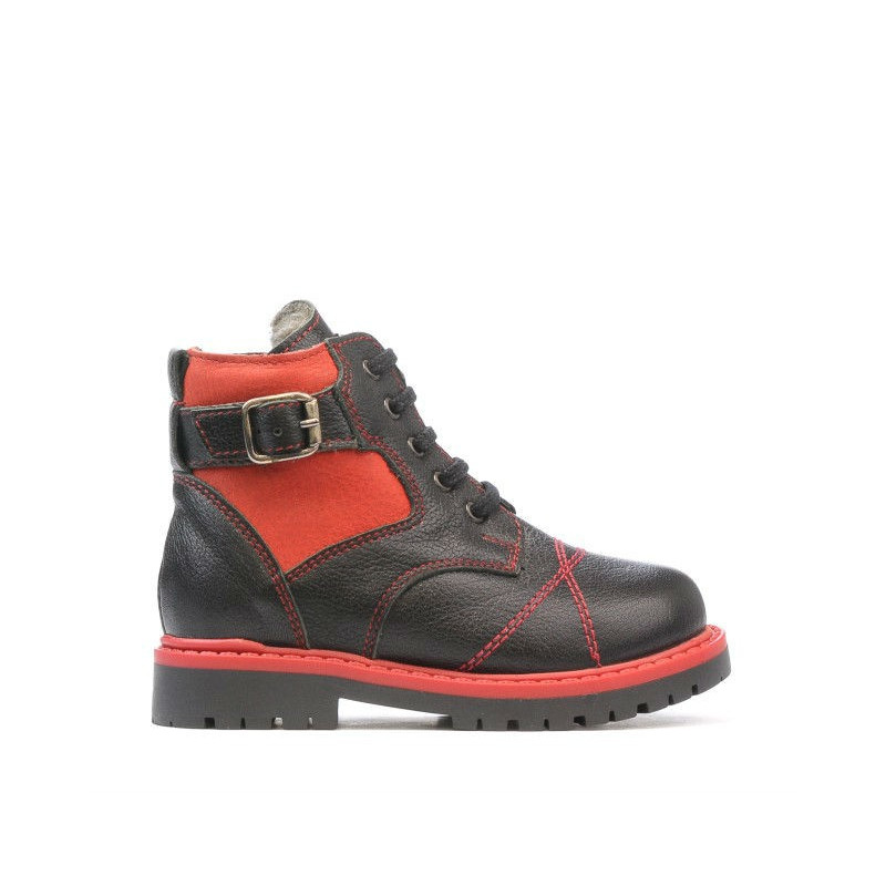 Small children boots 21c black+red