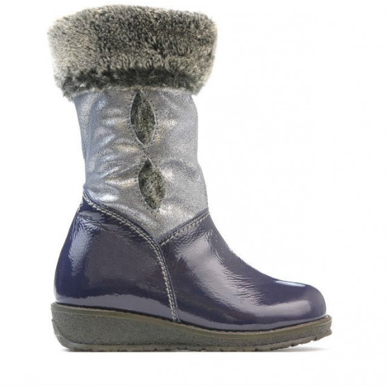 Small children knee boots 24c patent indigo combined