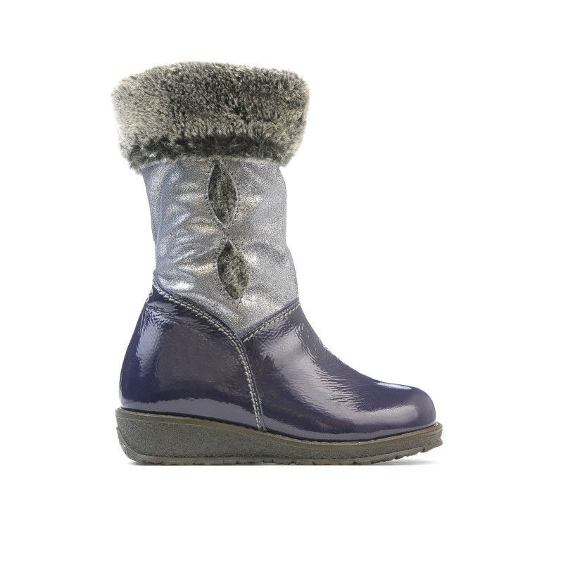 Small children knee boots 24c patent indigo combined