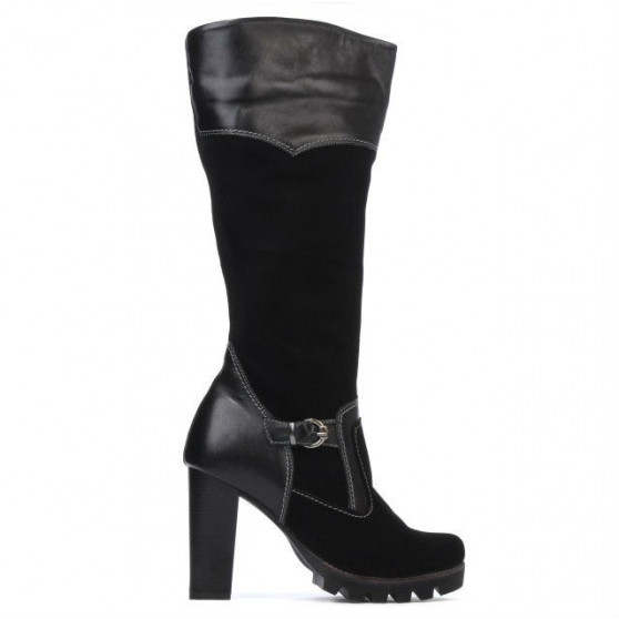 Women knee boots 1140 black antilopa combined