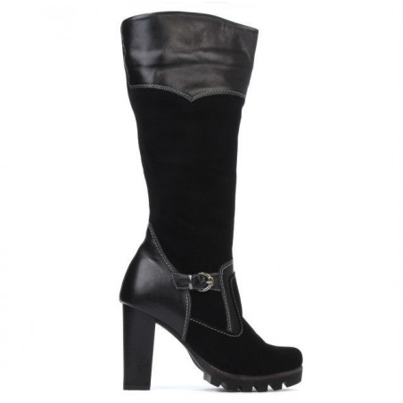 Women knee boots 1140 black antilopa combined
