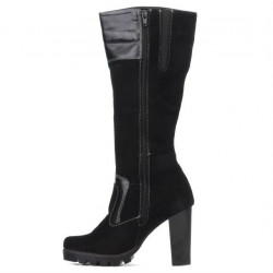 Women knee boots 1140 black antilopa combined