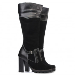 Women knee boots 1140 black antilopa combined