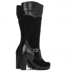 Women knee boots 1140 black antilopa combined