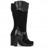 Women knee boots 1140 black antilopa combined