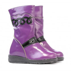 Small children knee boots 23c patent black+purple
