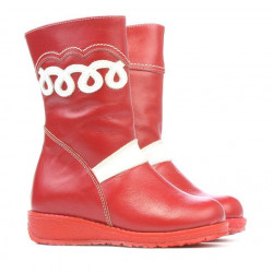 Small children knee boots 23c red+white