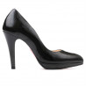 Women stylish, elegant shoes 1233 patent black satinat