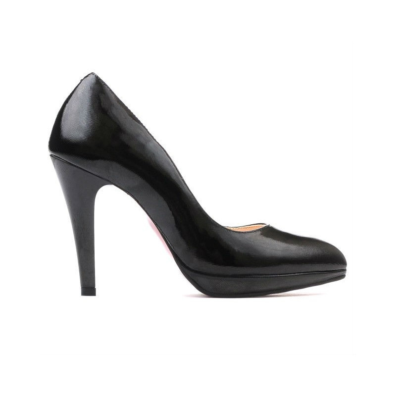 Women stylish, elegant shoes 1233 patent black satinat