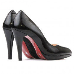 Women stylish, elegant shoes 1233 patent black satinat