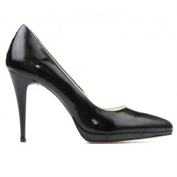 Women stylish, elegant shoes 1244 patent black satinat