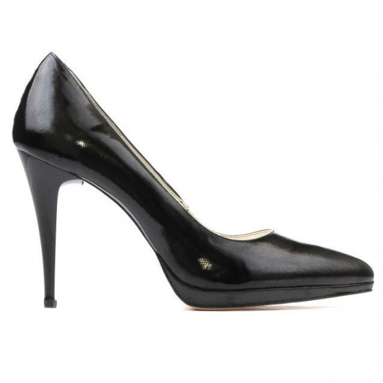 Women stylish, elegant shoes 1244 patent black satinat