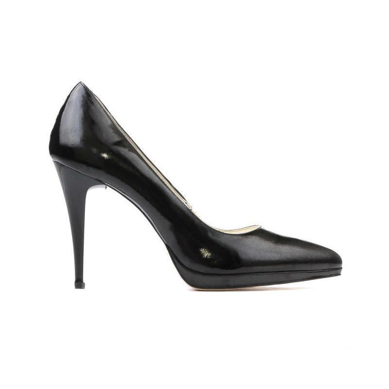 Women stylish, elegant shoes 1244 patent black satinat