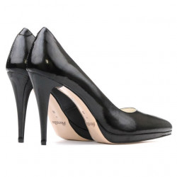 Women stylish, elegant shoes 1244 patent black satinat