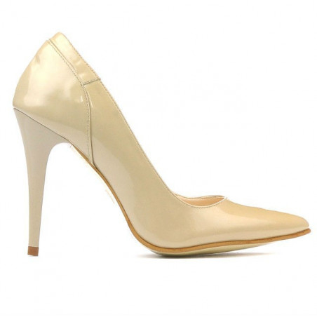 Women stylish, elegant shoes 1230 patent beige