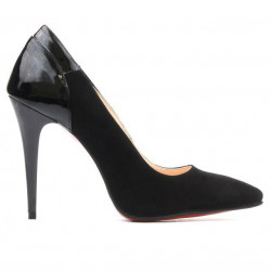 Women stylish, elegant shoes 1230 black antilopa+patent black