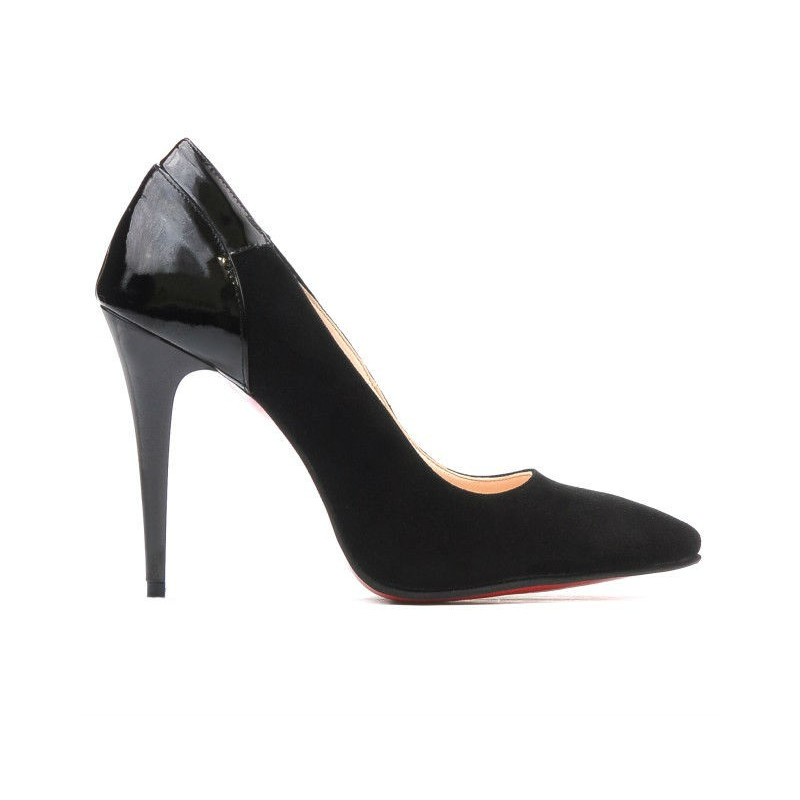 Women stylish, elegant shoes 1230 black antilopa+patent black