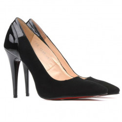 Women stylish, elegant shoes 1230 black antilopa+patent black