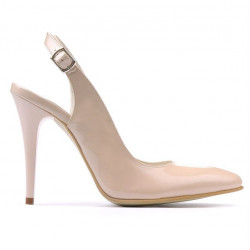 Women sandals 1235 patent beige pearl