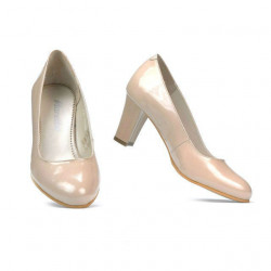 Women stylish, elegant shoes 1209 patent ivory