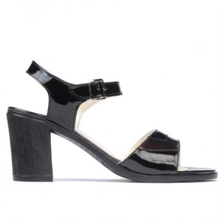 Women sandals 5042 patent black+bordo