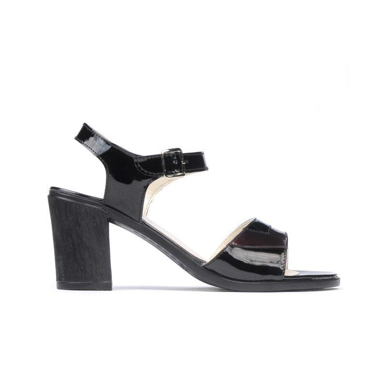 Women sandals 5042 patent black+bordo