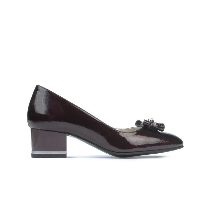 Women stylish, elegant shoes 1270 patent bordo satin