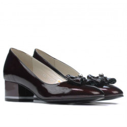 Women stylish, elegant shoes 1270 patent bordo satin