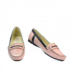 Women loafers, moccasins 619 pink+cafe