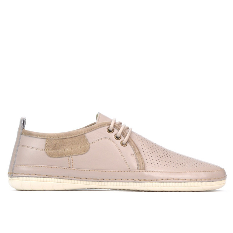 Men loafers, moccasins 865-1 beige+sand