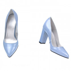 Women stylish, elegant shoes 1261 patent bleu