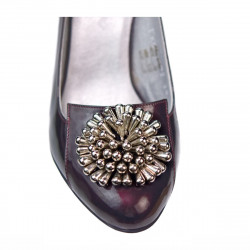 Women stylish, elegant shoes 1272 patent bordo