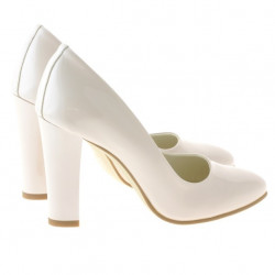 Women stylish, elegant shoes 1214 patent ivory