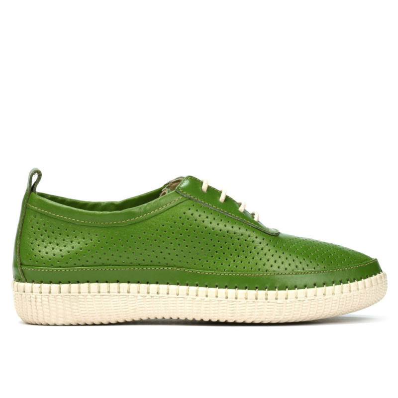 Women loafers, moccasins 688 green crud