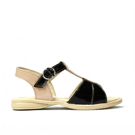 Small children sandals 40c patent black+ivory
