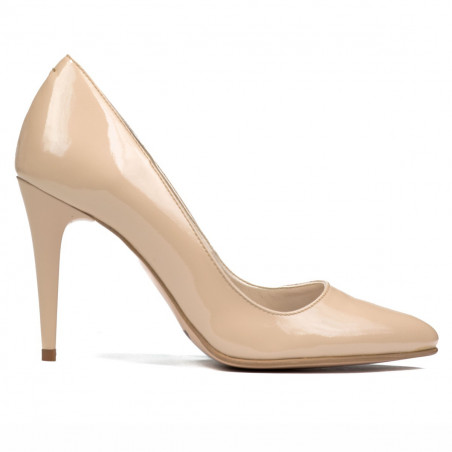 Women stylish, elegant shoes 1246 patent beige pearl