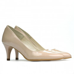 Women stylish, elegant shoes 1242 patent beige pearl