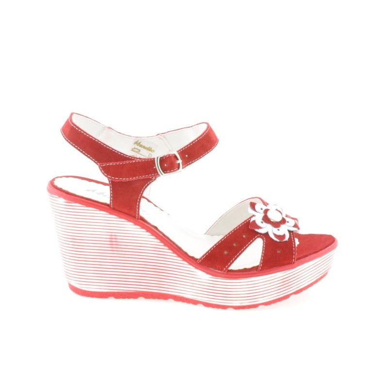 Women sandals 5006 red velour