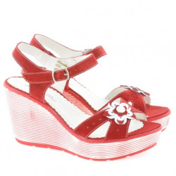 Women sandals 5006 red velour